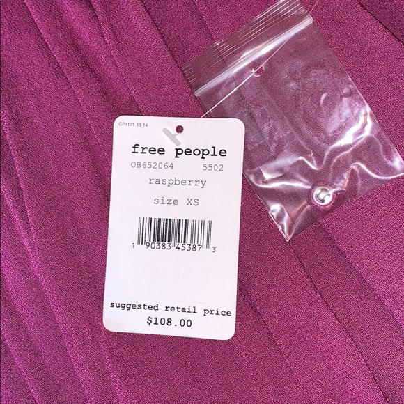 NEW Free People Ruffle Blouse Raspberry (XS) - Picture 3 of 6